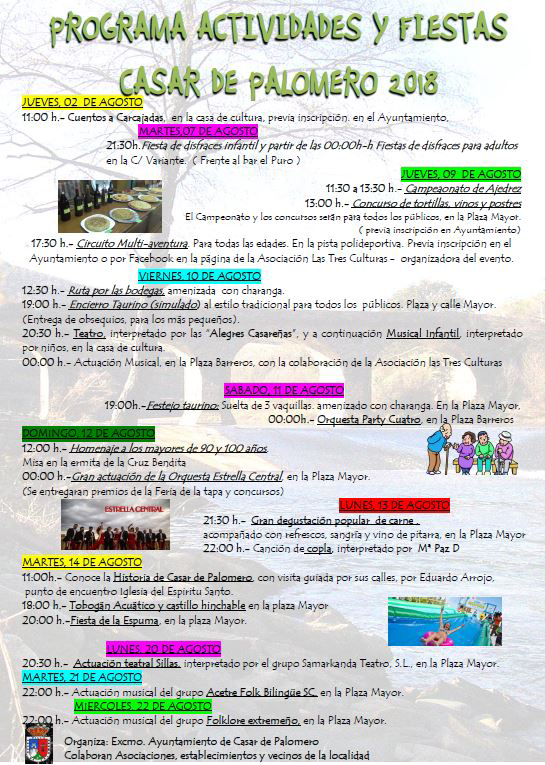 Imagen ACTIVIDADES Y FIESTAS - CASAR DE PALOMERO 2018